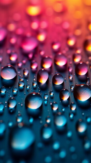 Small raindrops on a vibrant gradient mixed color background a harmonious blend Vertical Mobile Wal