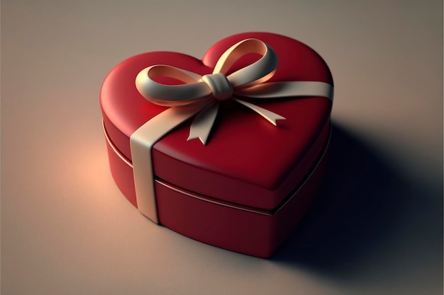 Small red heart-shaped gift box