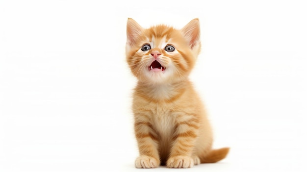 Small red kitten on a white background ai generated