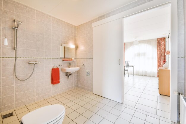 Small restroom in modern apartment