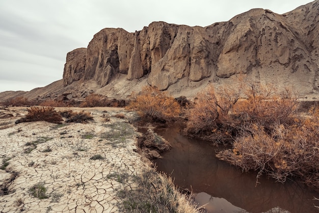 Photo small river in arid mountain terrain, atmospheric landscape