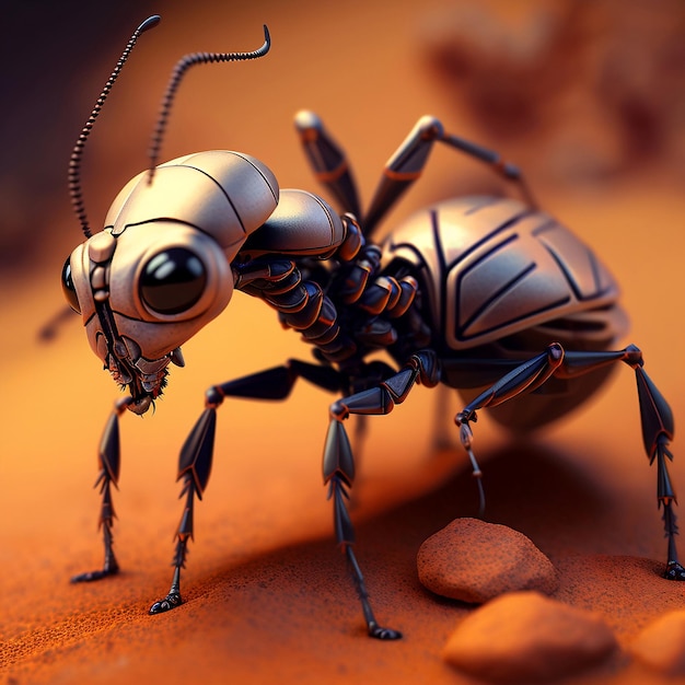 A small robotic bee with steampunk Generative Ai