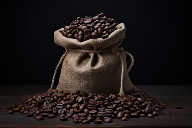 Small sack coffee bean Generate Ai