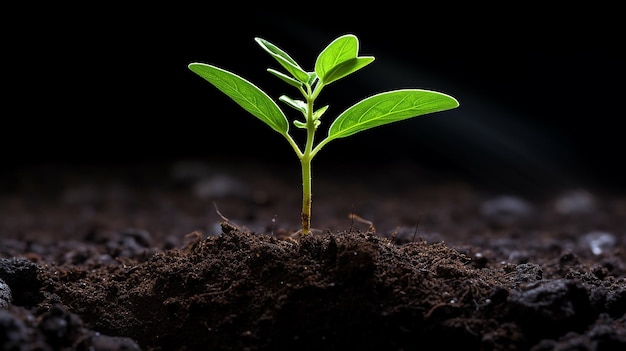 A Small Sapling in Ground Closeup