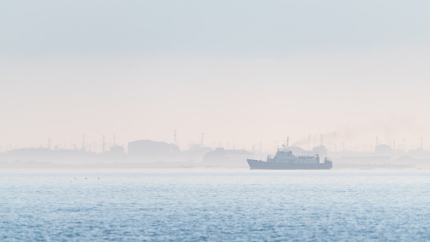 Small ship on the high seas