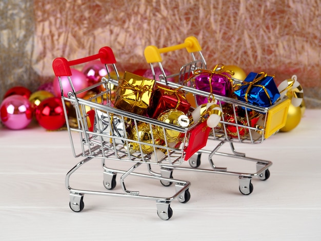 small shopping cart with gifts