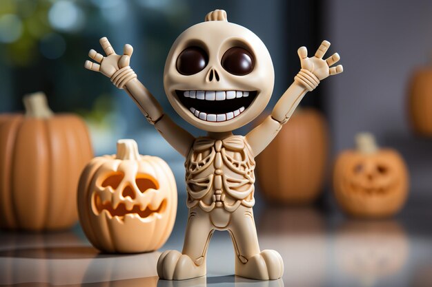 Foto small skeleton figurine halloween ai gegenereerde halloween illustratie