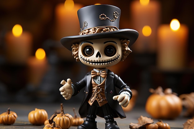 Small Skeleton Figurine Halloween AI generated Halloween illustration