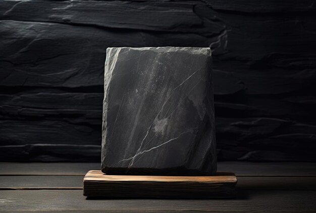 Photo a small slate ledge on wood in the style of darktable processing