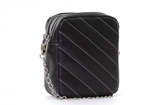 Small square handbag in black on a white