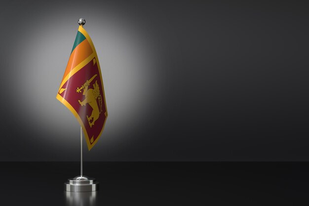 Small Sri Lanka Flag in Front of Black Background 3d Rendering