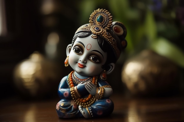 A small statue of a hindu god