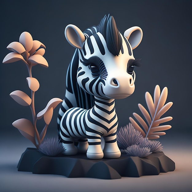 A small statue of a zebra with a black and white pattern.