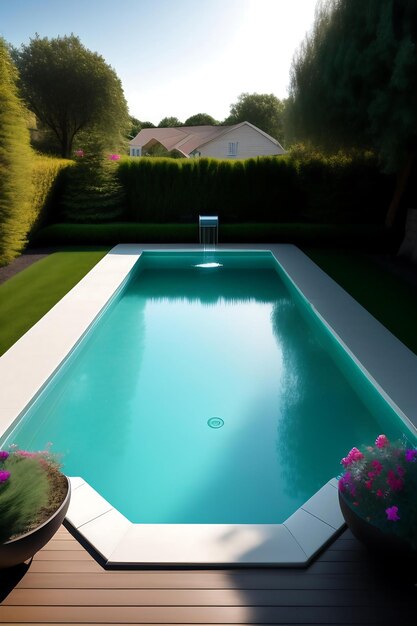 Small swimming pool in the side yard