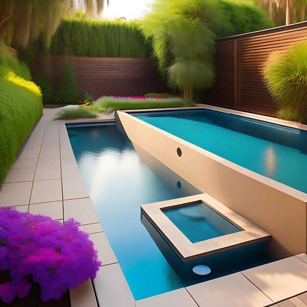 Small swimming pool in the side yard