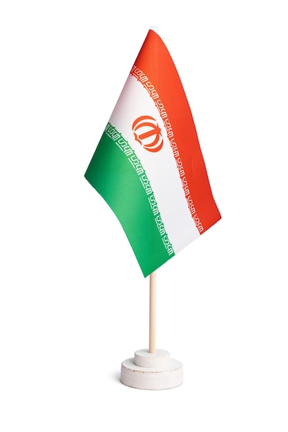 Small table flag of Iran isolated on white background