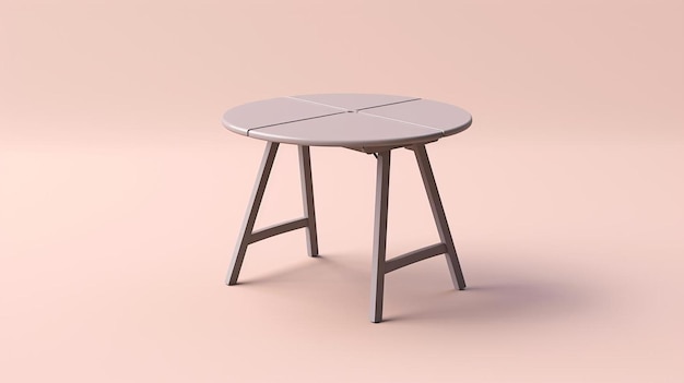 a small table with four legs on a pink background