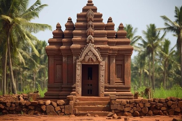 a small temple with a small door in the middle of the picture.