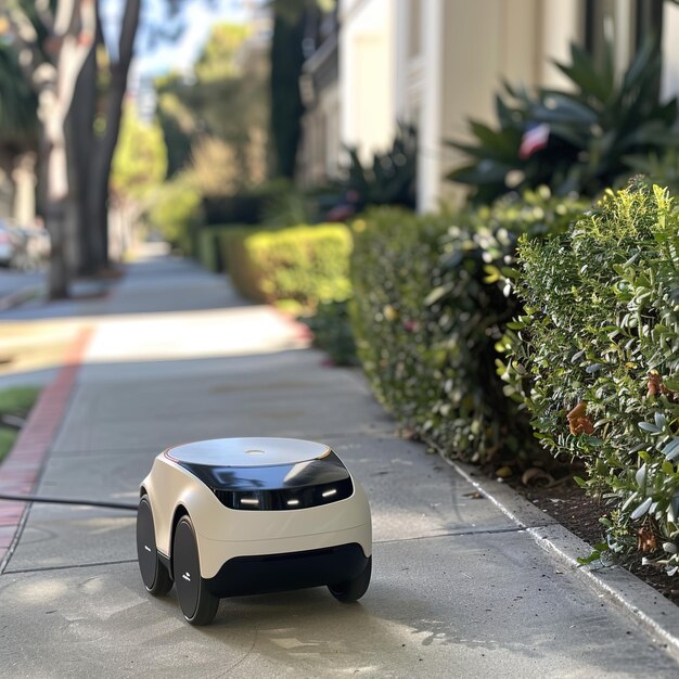 Photo a small toy car is parked on a sidewalk