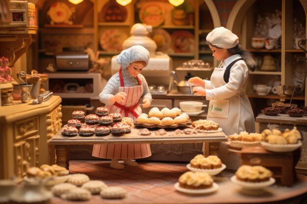 Small toy chocolatier making chocolates