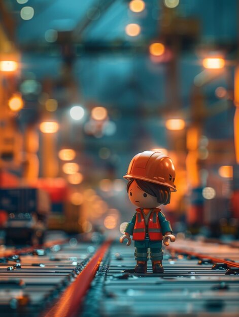 Small Toy Standing on Conveyor Belt