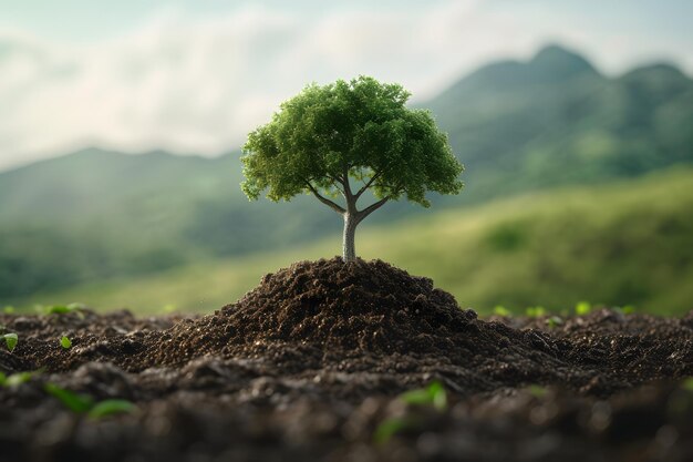 Small Tree Atop Dirt Pile