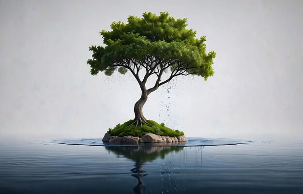 small tree and earth in the water earth day globe recycle