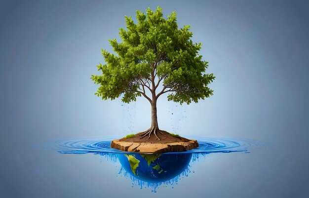 small tree and earth in the water earth day globe recycle