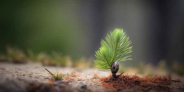 A small tree is growing in the sand.