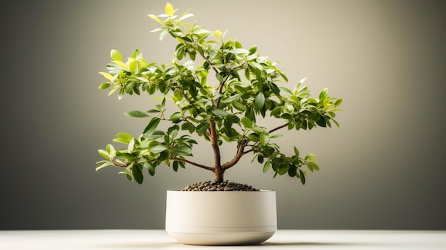 small tree on a white pot