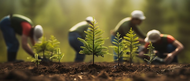 Photo small trees having been replanted