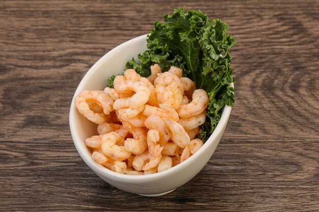 Small unshelled shrimps in the bowl