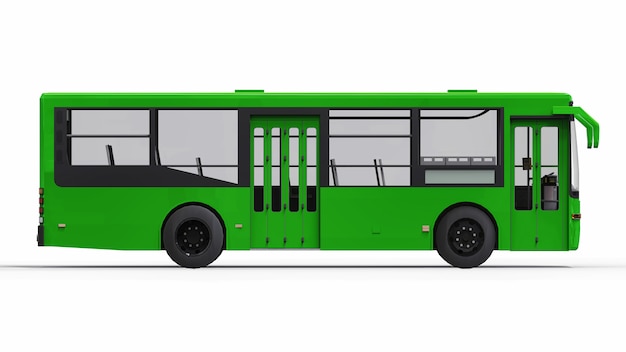 Small urban green bus. 3d rendering.