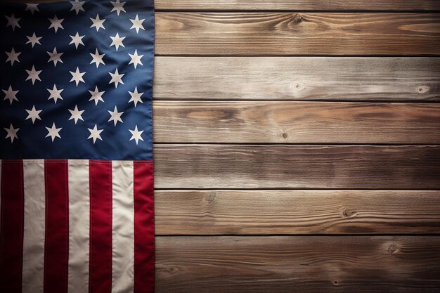 Photo small usa flag in wood