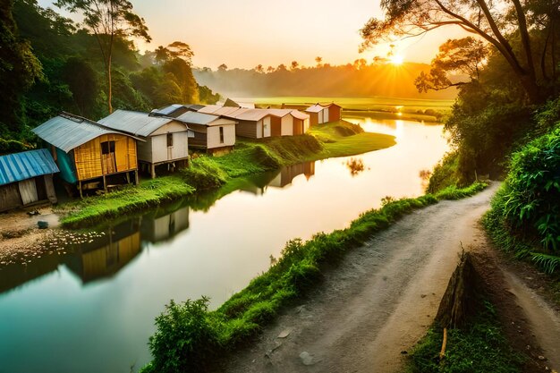 A small village by the river