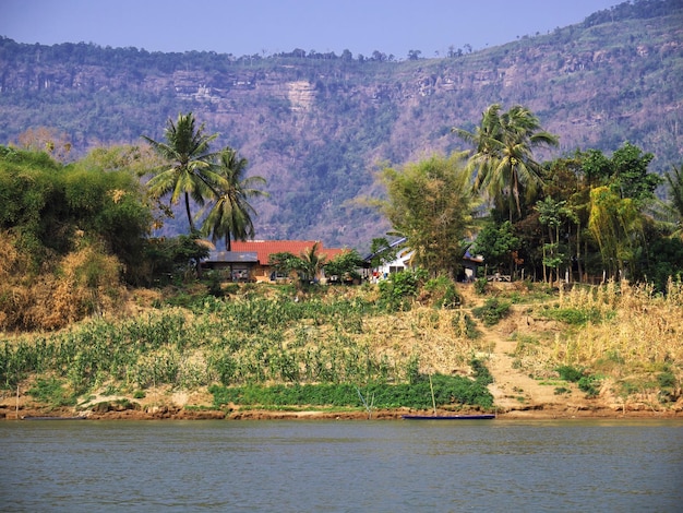 The small village on Mekong river Laos