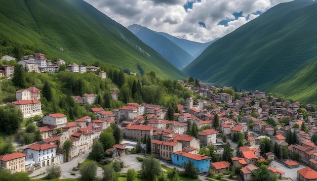 Photo a small village in the mountains