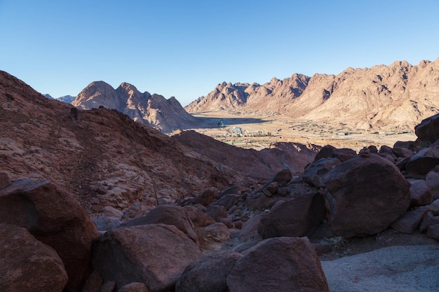 Small village in the valley in sinai mountains. saint\
catherine, sinai peninsula, egypt