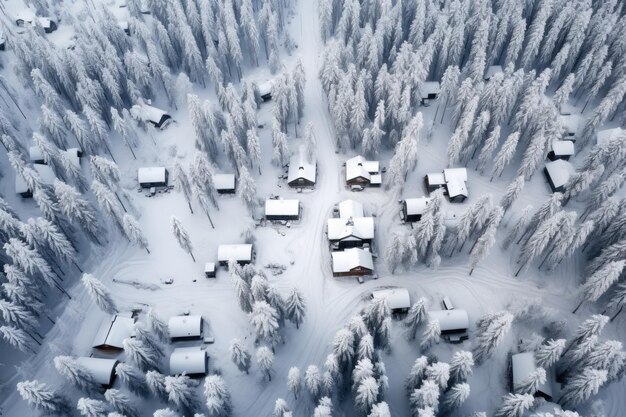 Photo a small village in the winter forest