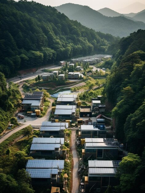 Photo a small village with houses on the side of it