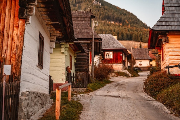 Photo a small village with a red house on the right side