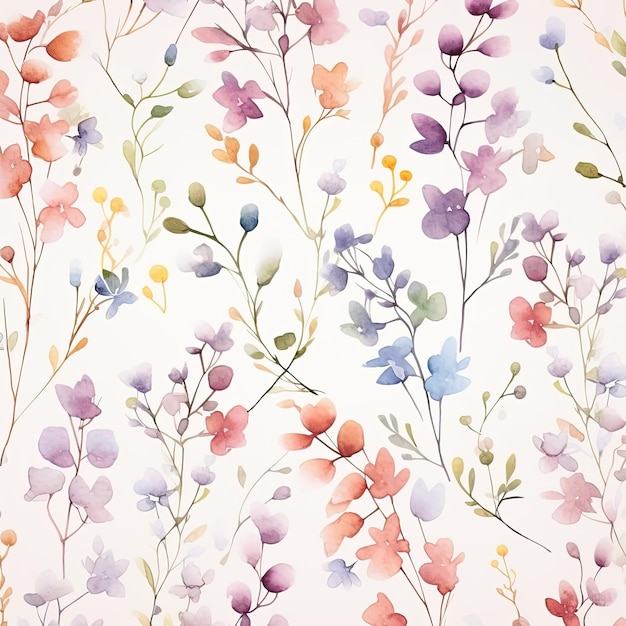 Small watercolor flowers texture background soft color gradient wallpaper