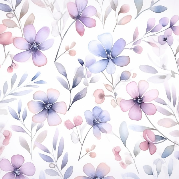 Small watercolor flowers texture background soft color gradient wallpaper