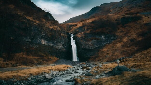 Small waterfall in mountains