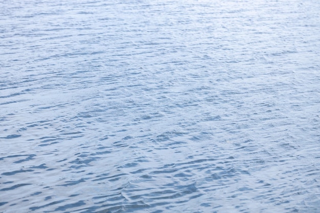 晴れた日の水の青い色合いの小さな波