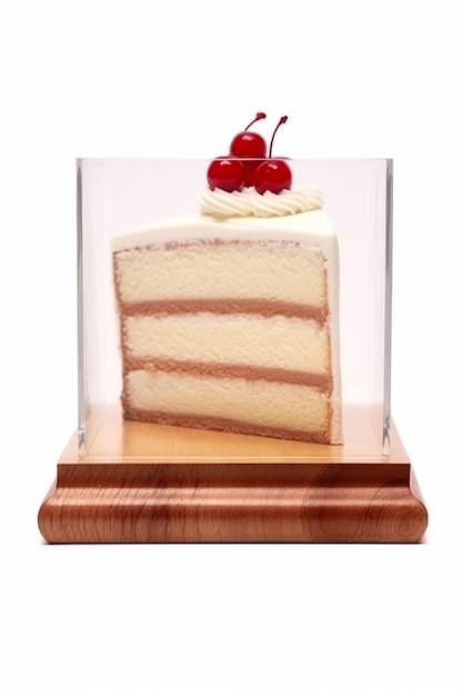 Photo a small white cake with a cherry on top