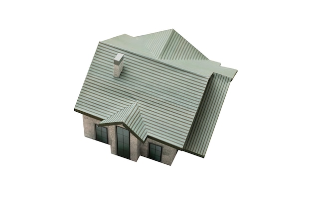 Small white cardboard houses on white background. Handmade home. Do it yourself. Architecture business real estates concept.