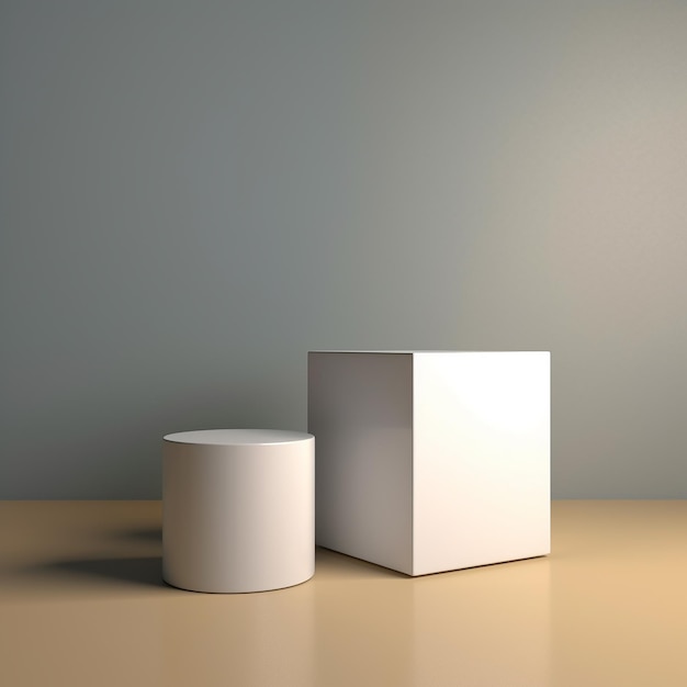 A small white cube sits next to a small white cube.