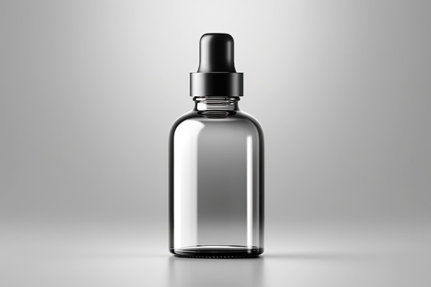 small white glass bottle with metal lid for cosmetic serum mockup