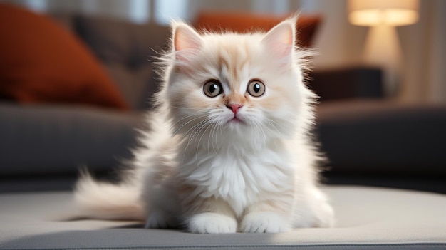 Small white kitten on white background